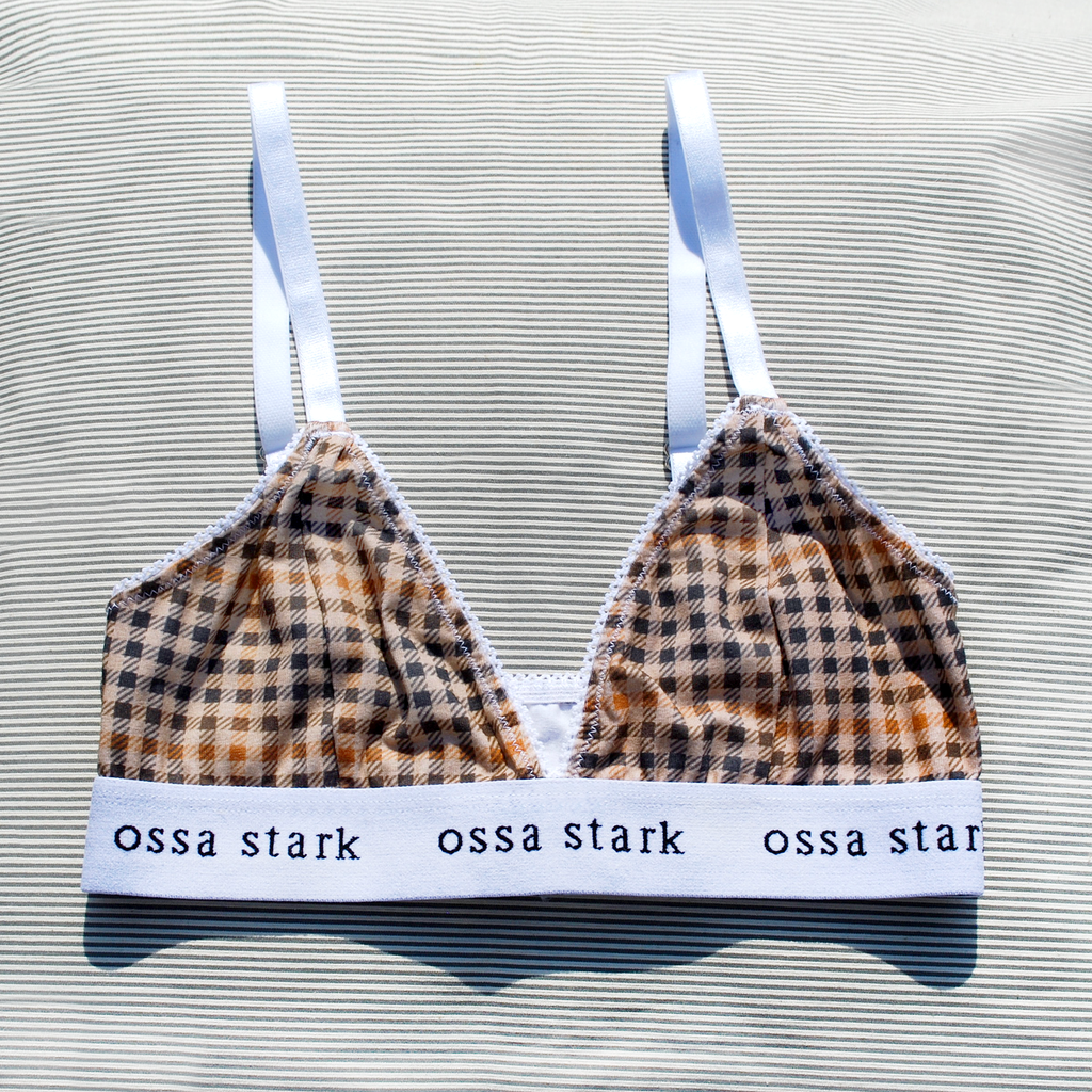 Ossa Stark Brown Check Bralette